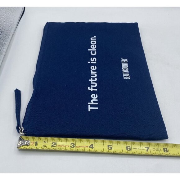 BEAUTYCOUNTER Canvas Bag Blue Zippered Makeup Cosmetic Clean Beauty Vacation - Picture 10 of 10